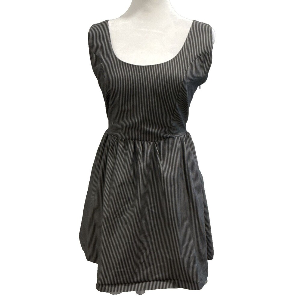 Jack. Pinstripe Fit N Flare Mini Dress Sz M Classic Preppy Modern Retro Parisian